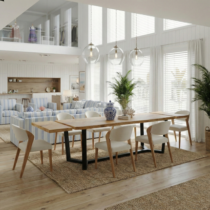 Firsby Live Edge Extendable 2-Sides Dining Table  Cress Steel Base