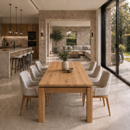 Gox Solid Oak Dining Table with  Wooden Legs