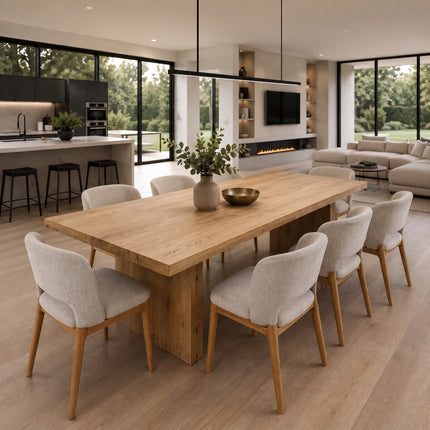 Diss Solid Oak SET Table/8 Chairs - Solid Oak Dining Table/Chairs
