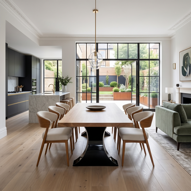 Asterby Solid Oak Dining Table with Steel Base