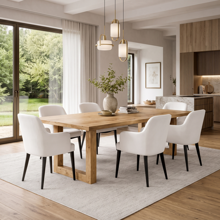 Beesby Solid Oak Dining Table with Square Wooden Legs
