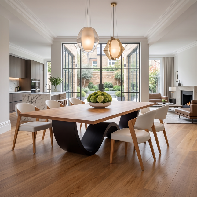Nocton Oak Modern Dining Table Wave