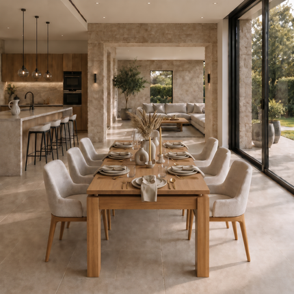 Gox Solid Oak Dining Table with  Wooden Legs