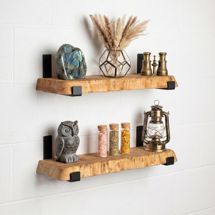Croxby Live Edge Round Corners Rustic Shelf U Shaped Bracket