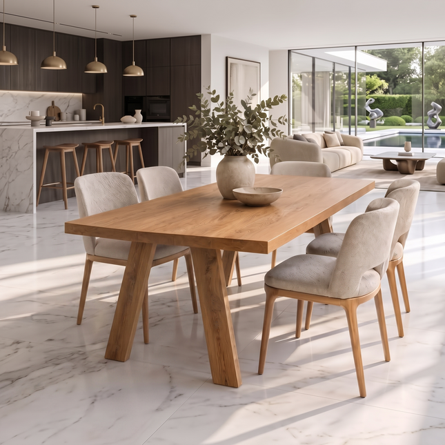 Trent Solid Oak Dining Table with Wooden Legs