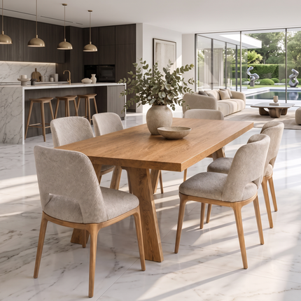 Trent Solid Oak Dining Table with Wooden Legs