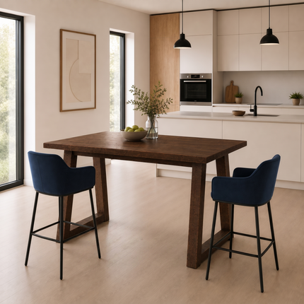 Brigg Straight Edge Breakfast Bar Trapezium Wooden Legs