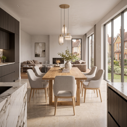 Beesby Solid Oak Dining Table with Square Wooden Legs