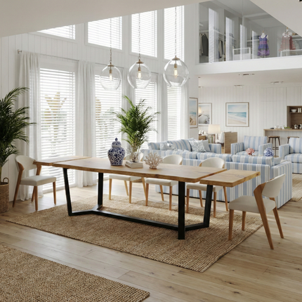 Firsby Live Edge Extendable 2-Sides Dining Table  Cress Steel Base