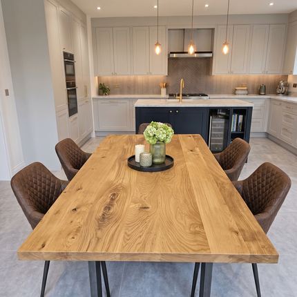 Holme Solid Oak SET Table/8 Chairs - Solid Oak Dining Table/Chairs Eske Brown