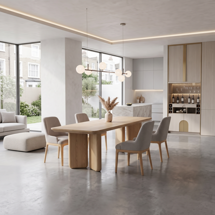 York Solid Oak Dining Table with Wooden Legs