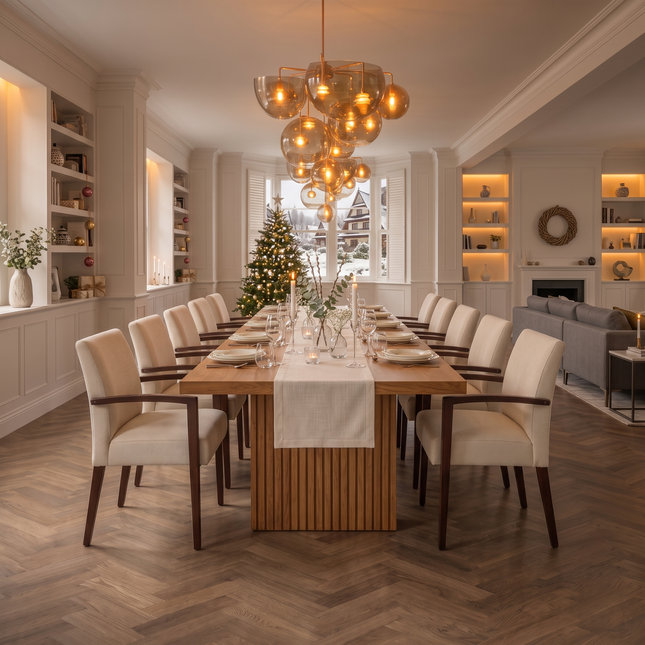 Lusby Solid Oak Dining Table Wooden Base