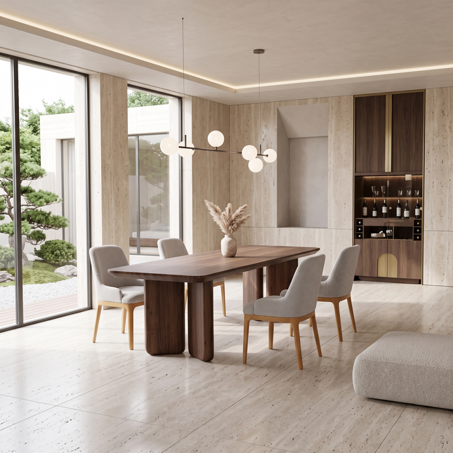 York Solid Oak Dining Table with Wooden Legs