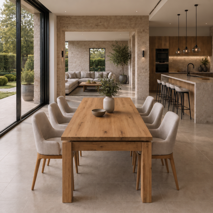Gox Solid Oak Dining Table with  Wooden Legs
