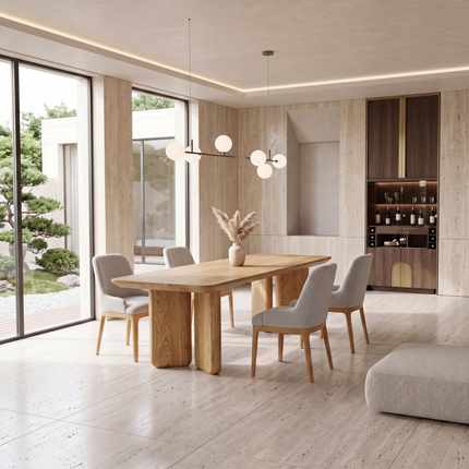 York Solid Oak Dining Table with Wooden Legs