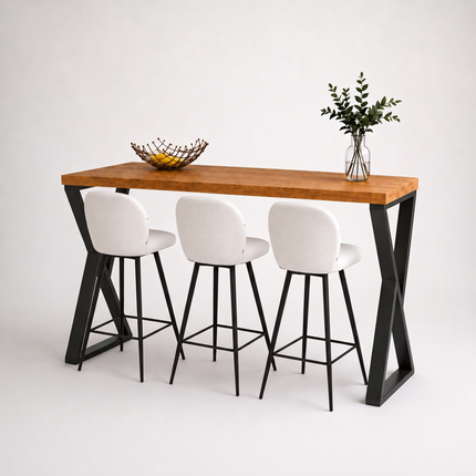 Brigg Straight Edge Breakfast Bar Z Frame Steel Legs
