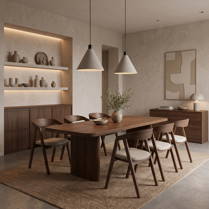 Bain Solid Oak Dining Set – Oak Dining Table & 6 Aby Chairs