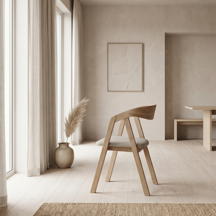 Selby Solid Oak Dining Set – Live Edge Table, Bench & 5 Aby Chairs