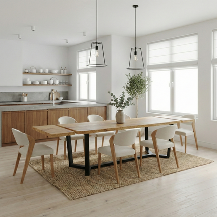 Firsby Live Edge Extendable 2-Sides Dining Table  Cress Steel Base