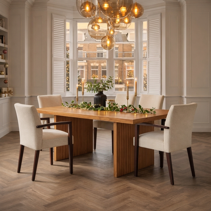 Lusby Solid Oak Dining Table Wooden Base