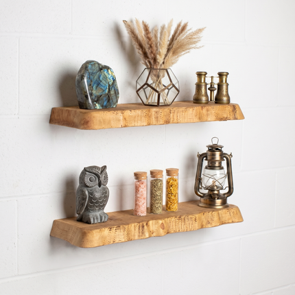 Croxby Live Edge Round Corners Rustic Floating Shelf