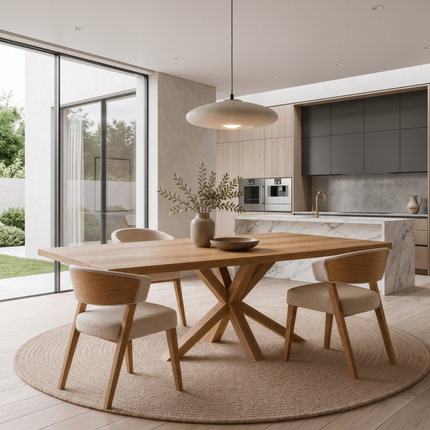 Sotby Oak Modern Dining Table Star Wooden Base