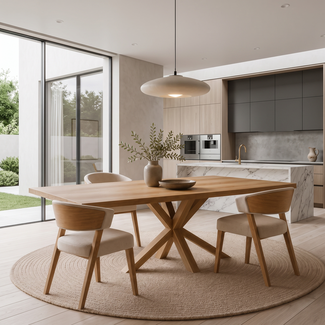 Sotby Oak Modern Dining Table Star Wooden Base