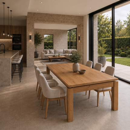 Gox Solid Oak Dining Table with  Wooden Legs
