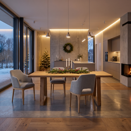 Anderby Solid Oak Dining Table with Trapezium Wooden Legs