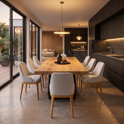 Searby Solid Oak Dining Table Steel Leg