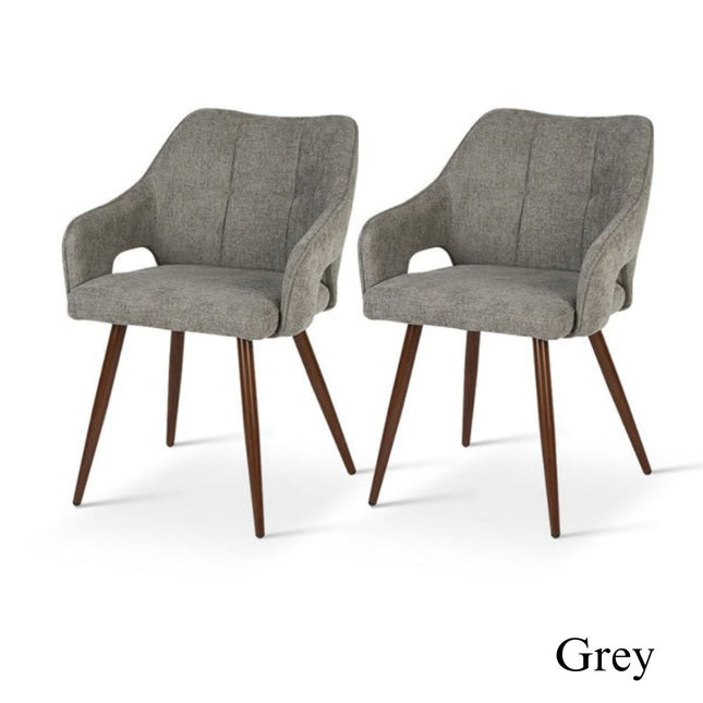 Set of 2 Linen Dining Chairs Croft - Grey