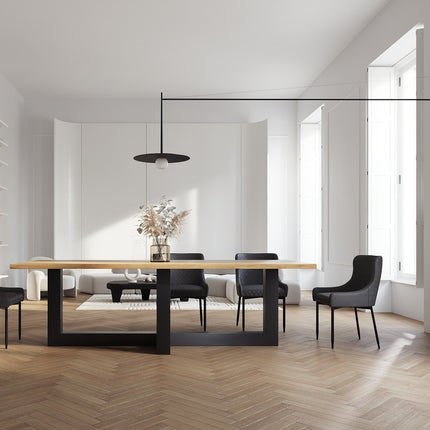 Brooke Oak Modern Dining Table with Steel Base