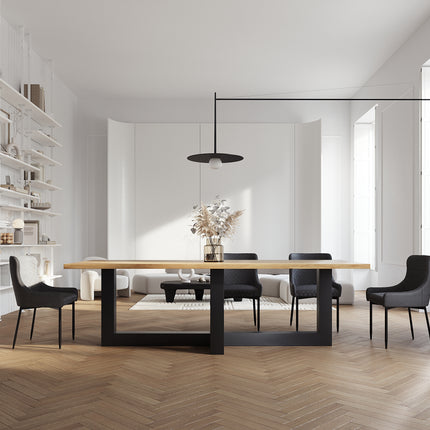 Brooke Oak Modern Dining Table with Steel Base