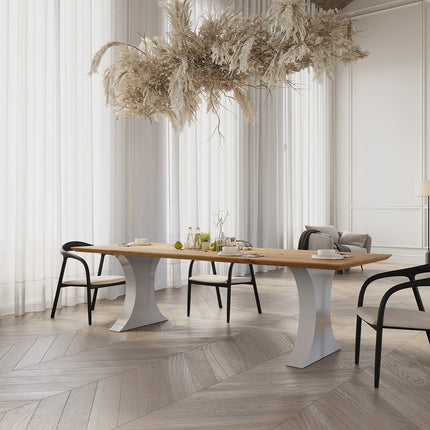Asterby Solid Oak Dining Table with Steel Base