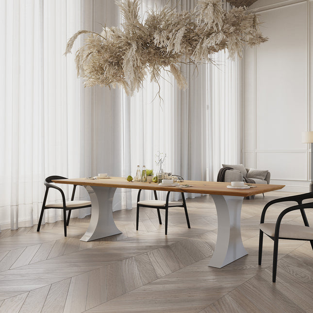 Asterby Solid Oak Dining Table with Steel Base