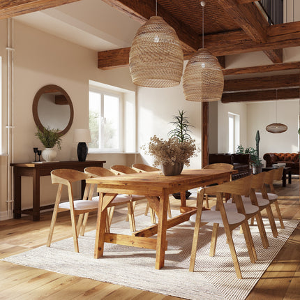 Brigg Rustic Dining Table  H Shape Wooden Legs with Beam