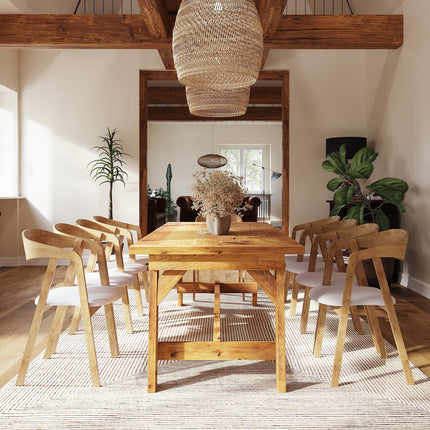 Brigg Rustic Dining Table  H Shape Wooden Legs with Beam