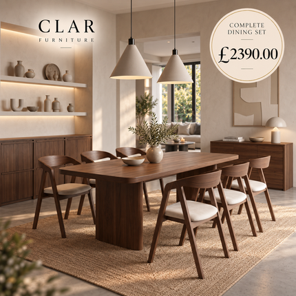 Bain Solid Oak Dining Set – Oak Dining Table & 6 Aby Chairs