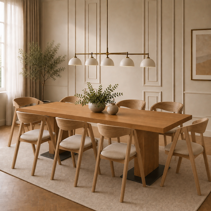 Rase Solid Oak Dining Table Set with 8 Aby Chairs