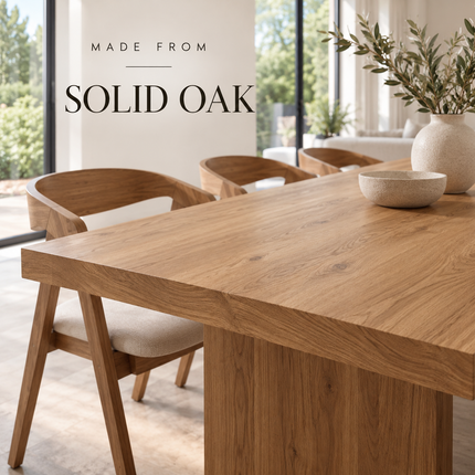 Eau Solid Oak Dining Table Set with 6 Aby Chairs