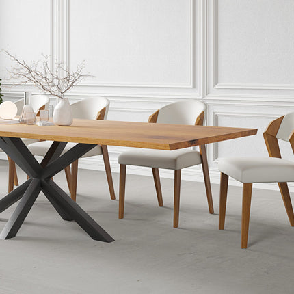 Kelso Solid Oak Dining Table with Steel Base