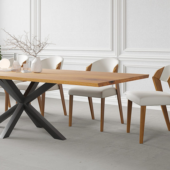 Kelso Solid Oak Dining Table with Steel Base