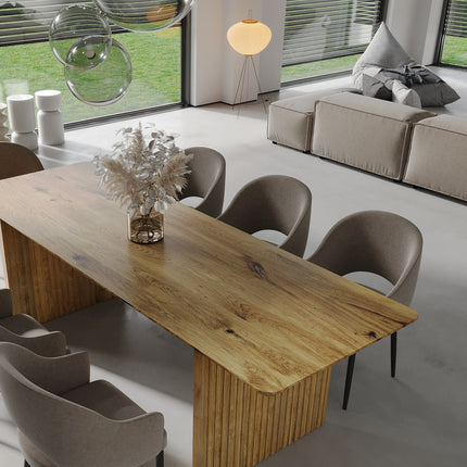 Lusby Solid Oak Dining Table Wooden Base