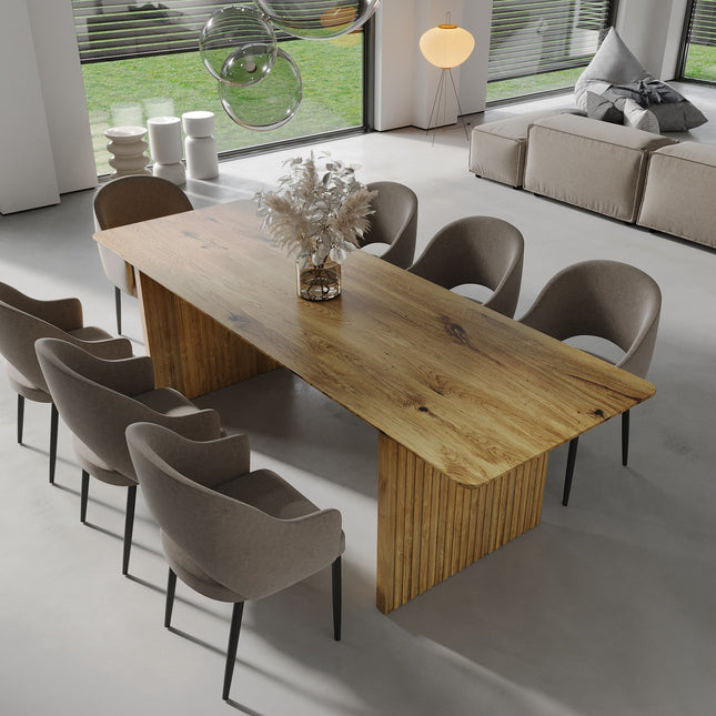 Lusby Solid Oak Dining Table Wooden Base