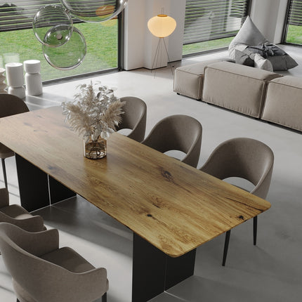 Hareby Solid Oak Dining Table Steel Leg