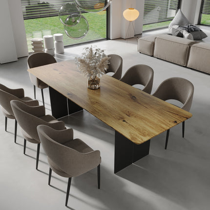 Hareby Solid Oak Dining Table Steel Leg