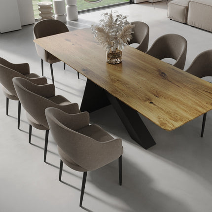 Cromer Oak Modern Dining Table with Steel Base
