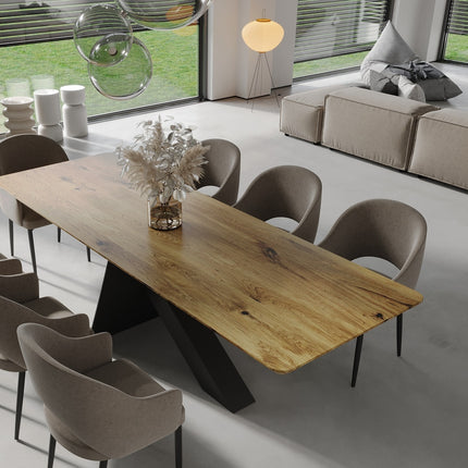 Cromer Oak Modern Dining Table with Steel Base