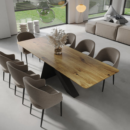Cromer Oak Modern Dining Table with Steel Base