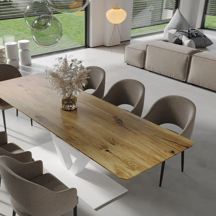 Kirton Solid Oak Dining Table Steel Base
